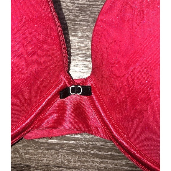 Lily Of France Bra Size 38C Red Underwired Push-Up Adjustable Straps Floral - Picture 3 of 5